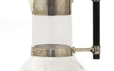 A silver and glass claret jug