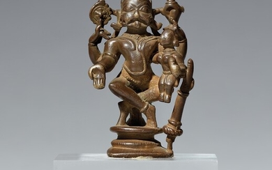 A small South Indian copper alloy figure of Narasimha. Probably 16th century