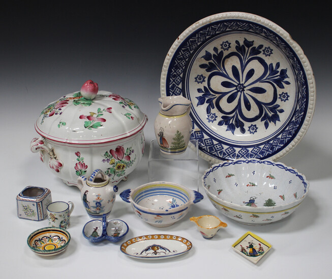 A small group of European faience pottery, late 19th and 20th century, including Quimper and Gien (s