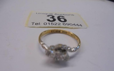 A vintage diamond three stone ring hallmarked for Birmingham...