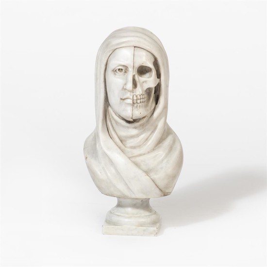 A white marble vanitas bust Italian, Baroque-style The...