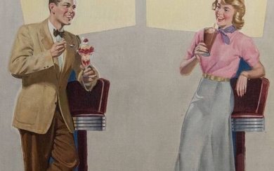 ALBERT HAMPSON (1911-1990), Couple Enjoying Ice Creams
