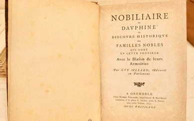 ALLARD (Guy). Nobiliaire de Dauphiné ou Discours historique des Familles nobles qui sont en cette...