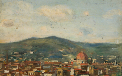 ALSON SKINNER CLARK View of an Italian City. Oil on panel, 1904. 185x240...