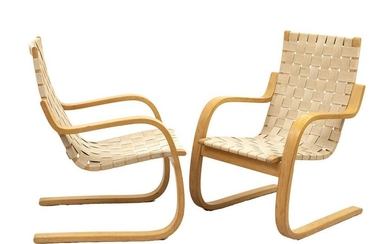 ALVAR AALTO Pair of armchairs mod. 406 designed for