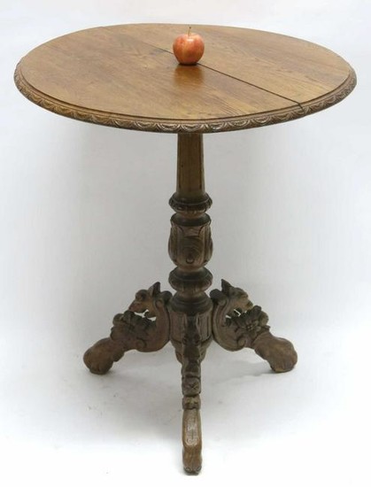 AMERICAN ANTIQUE HAND CARVED GRIFFAN CENTER TABLE