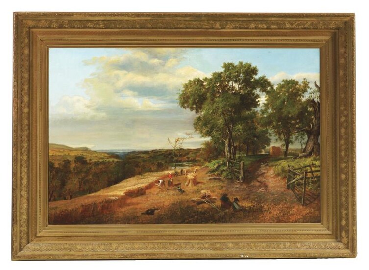 AMERICAN SCHOOL (19th Century) LANDSCAPE WITH FIGURES