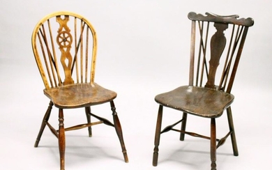 AN 18TH CENTURY OAK COMB BACK SINGLE CHAIR, and a