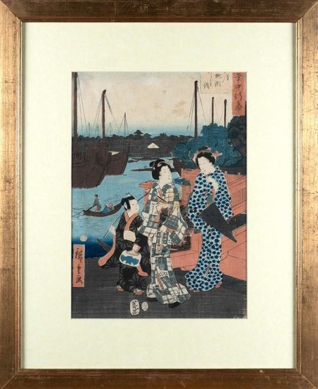 ANDO HIROSHIGE A Japanese print depicting three ladies