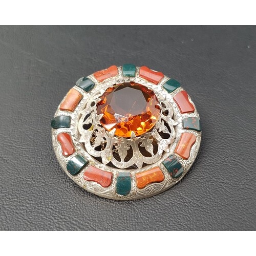 ATTRACTIVE CAIRNCORM AND STONE SET PLAID BROOCH the central ...