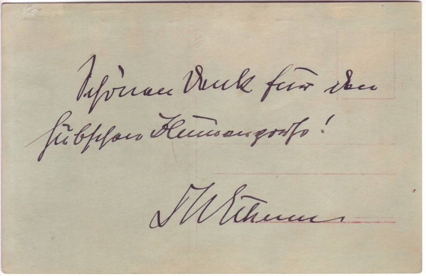(AVIATORS.) ECKENER, HUGO. Autograph Note Signed, "DrEckener," to an unnamed recipient, in German,...