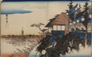 After Utagawa Hiroshige (1797-1858) Japanese four woodblock prints, hand coloured,...