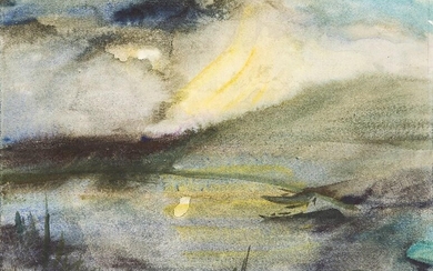 Alexei Lantsev, Russian b.1970- Storm, 1998; watercolour on paper, signed lower left in Cyrillic, signed, dated, and titled in Cyrillic to the reverse, 29.3 x 41.5 cm. (unframed)