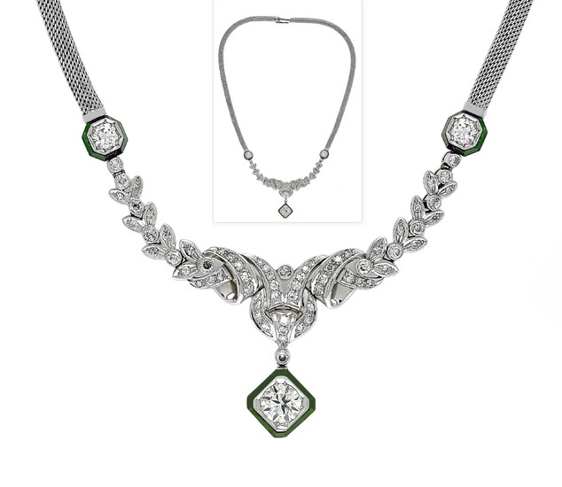 Old cut diamond necklace WG 585/000 with a...