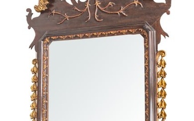 American Federal Style Carved Mahogany And Parcel Gilt Wall Mirror, 1920-1940, H 72" W 33"