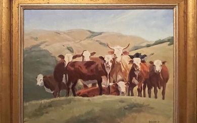 American Western Oil Painting by Nancy Becker CATTLE