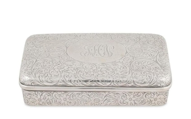 An American Silver Cigar Case Height 1 x width 5 1/2 x