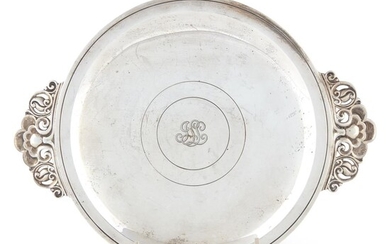 An American sterling silver salver with monogram Early 20th...