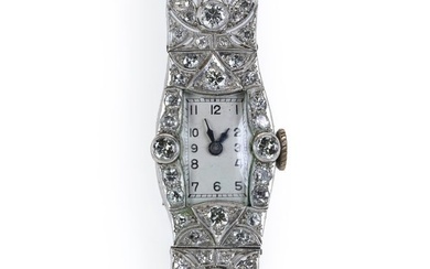 An Art Deco ladies' diamond set cocktail watch, c.1925