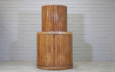 An Art Deco walnut cocktail cabinet