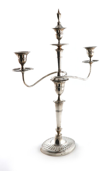 An Edwardian silver three-light candelabrum