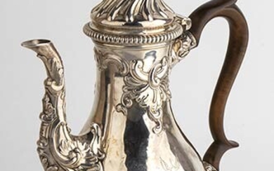 An English sterling silver Georgian coffee pot - London 1760,...