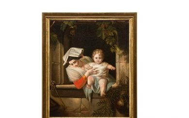 An Italian painting of a Sicilian woman with child