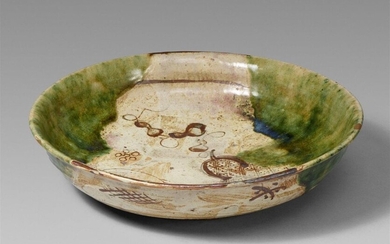 An Oribe platter. Mino province. Mid-Edo period