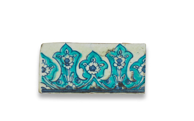 An Ottoman underglaze-painted pottery border tile Turkey or Syria, 16th/...