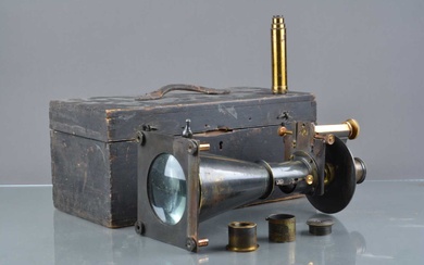 An early 20th Century Baker oxidised brass Projection Microscope Magic Lantern Attachment