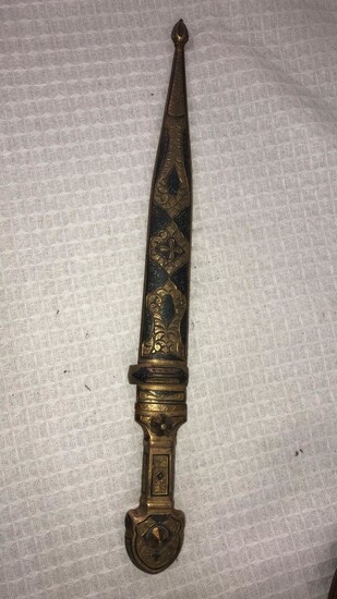 An old Caucasian sword with 40 cm black enamel
