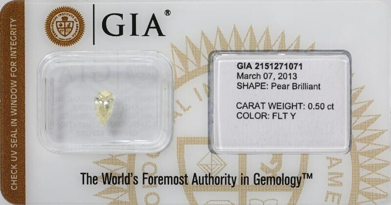NOT SOLD. An unmounted pear-shaped brilliant-cut diamond weighing app. 0.50 ct. Colour: Natural Fancy light Yellow. – Bruun Rasmussen Auctioneers of Fine Art