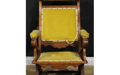 An unusual 19th century American walnut rocking chair, adjus...