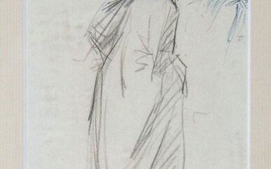 André DERAIN (1880-1954), Etude de paysanne, crayon noir sur papier, 14,2 x 9 cm, infimes...