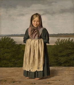 Andreas HUNAEUS Kolding, 1814 - Copenhague, 1866 Jeune paysanne en bord de mer