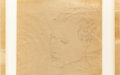 Andy Warhol (American, 1928-1987) Ink On Paper, C. 1956, Untitled (Portrait Of A Young Man), H