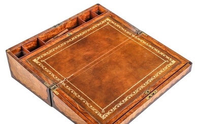 Antique 19C Wood Writing Slope Lap Desk Folding Box