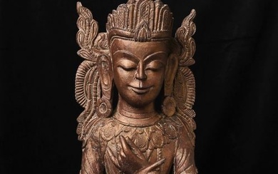 Antique Burmese Wood Buddha- Very Large, Great Provenance- Very Beautiful Face!