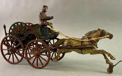 Antique Cast Iron Fire Hose Reel Wagon