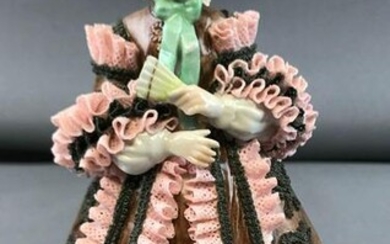 Antique Dresden Lace porcelain figurine Godeys fashions