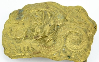 Antique Gilt Metal Chinese Dragon Belt Buckle