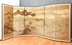 Antique Japanese Six Panel Screen