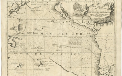 Antique Map of the Pacific Ocean by V. Coronelli (1691)