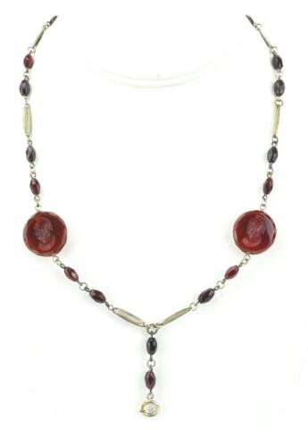 Antique Necklace with Two Intaglio Panels