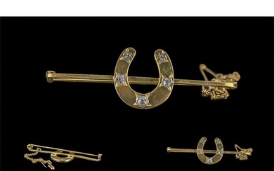 Antique Period 18ct Gold Diamond Set Horseshoe Brooch with s...