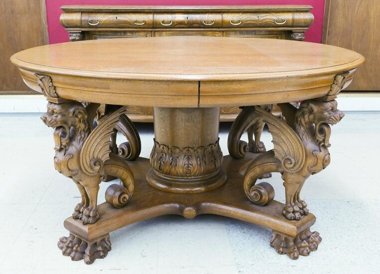 Antique R.J. Horner Round Oak Dining Table