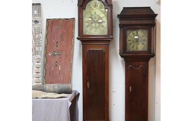 Antique Scottish mahogany longcase clock, brass arched dial ...