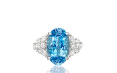 Aquamarine and Diamond Ring with GRS