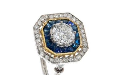 Art Deco Sapphire Diamond RIUng