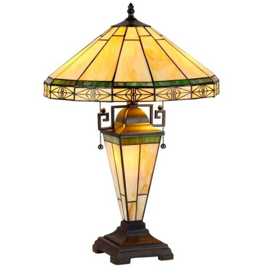 Art Deco Style Stained Art Glass Table Lamp